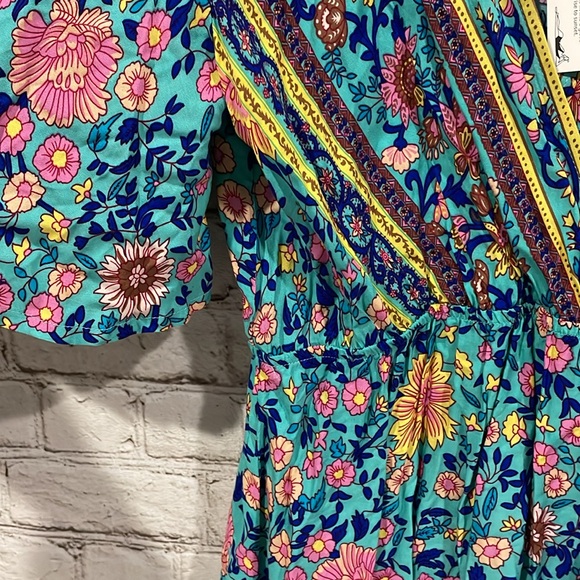 Cupshe Gertie Elastic Waist V-Neck Boho A-Shape Dress Medium - Picture 5 of 5